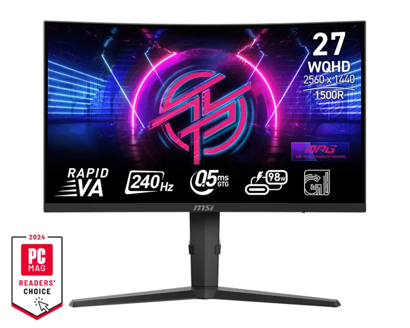 Msi Mpg 275Cqrxf 27" Wqhd (2560 X 1440), 240Hz Refresh Rate, 0.5Ms Response Time, Amd Freesync Premium, Va Curved Gaming Monitor - Black 1