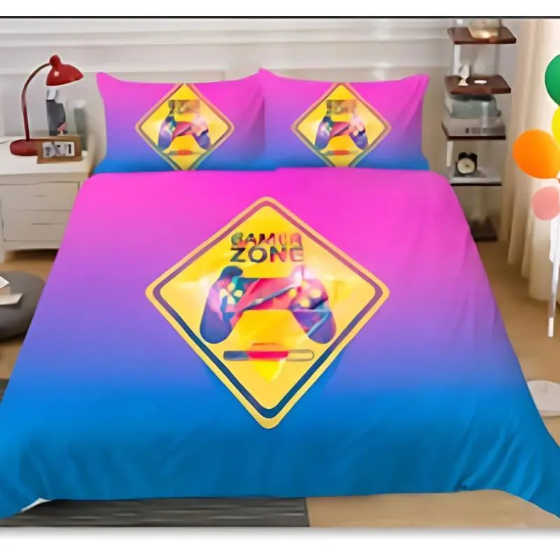 Perpule " Gamer Zone Logo " Creative Fashionable Unique Design Bed & Pillow Sheet 1