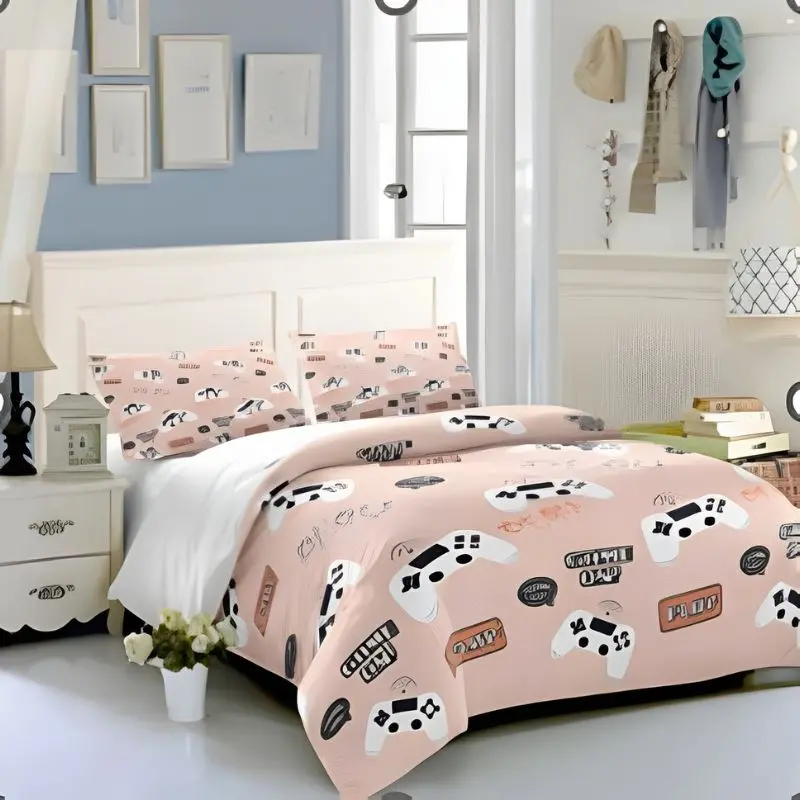 Pink Ps1 Joystic Logos Creative Fashionable Unique Design Bed & Pillow Sheet 1