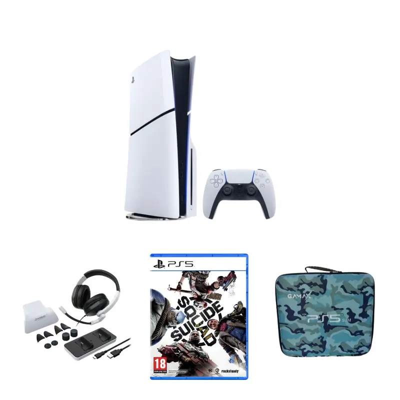 Playstation 5 Slim Disk Bundle Console + Gamax Storage Bag + Dobe 12-In-1 & Suicide Squad Game 1