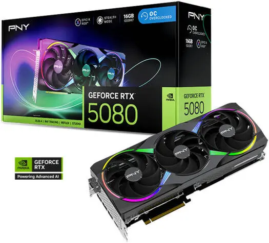 Pny Geforce Rtx 5080 Argb Epic-X Rgb Oc Graphics Card, 16Gb Gddr7 1