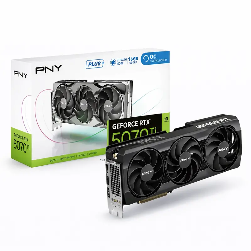 Pny Nvidia Geforce Rtx 5070 Ti Oc Triple Fan Plus 16Gb Gddr7 Gaming Graphic Card - Black 1