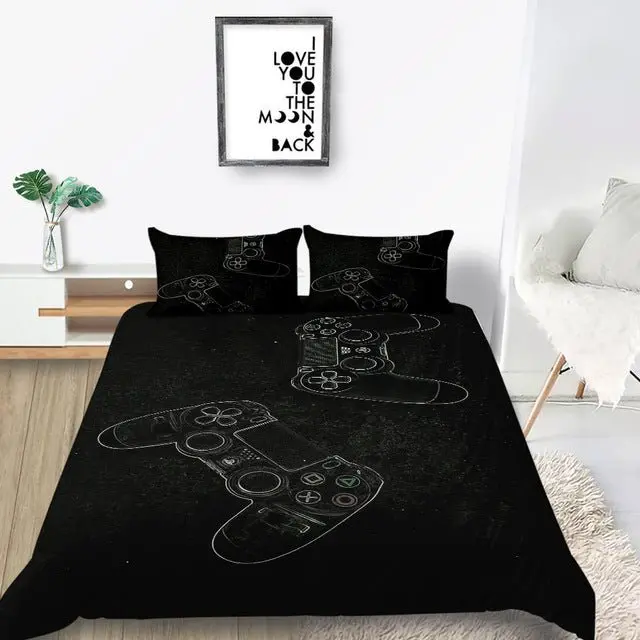 Products Gamer Bedding Set Creative Fashionable 3D Black Joystick Cover Black Unique Design Bed& Pillow Sheet 1