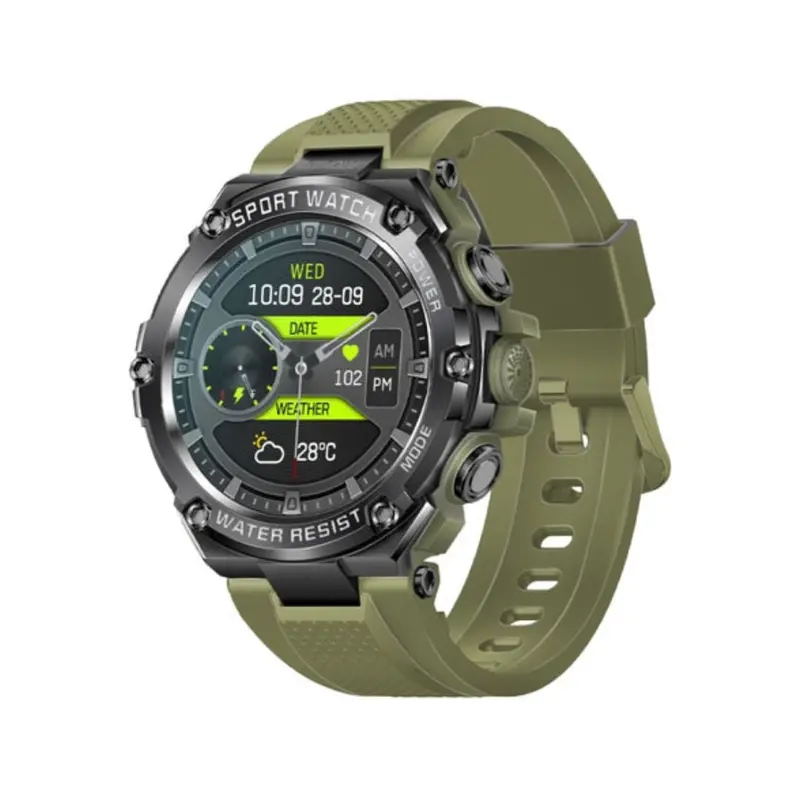 Promate 1.53" Round Screen Fitness Tracker Smartwatch With Bt Calling Ip67 Water Resistance  1.53" Tft Display  Heart Rate/Spo2/Step/Sleep/ 100+ Customized Watch Faces - Mid Night Green 1