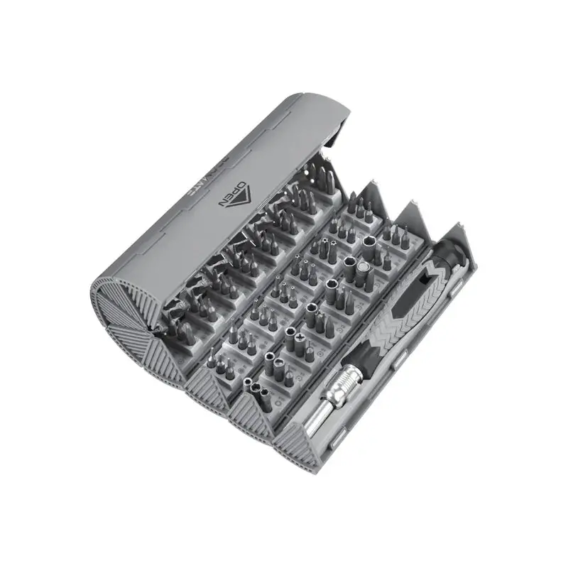 Promate 126 Piece Cylindrical Magnetic Screwdriver Kit, Grey 1