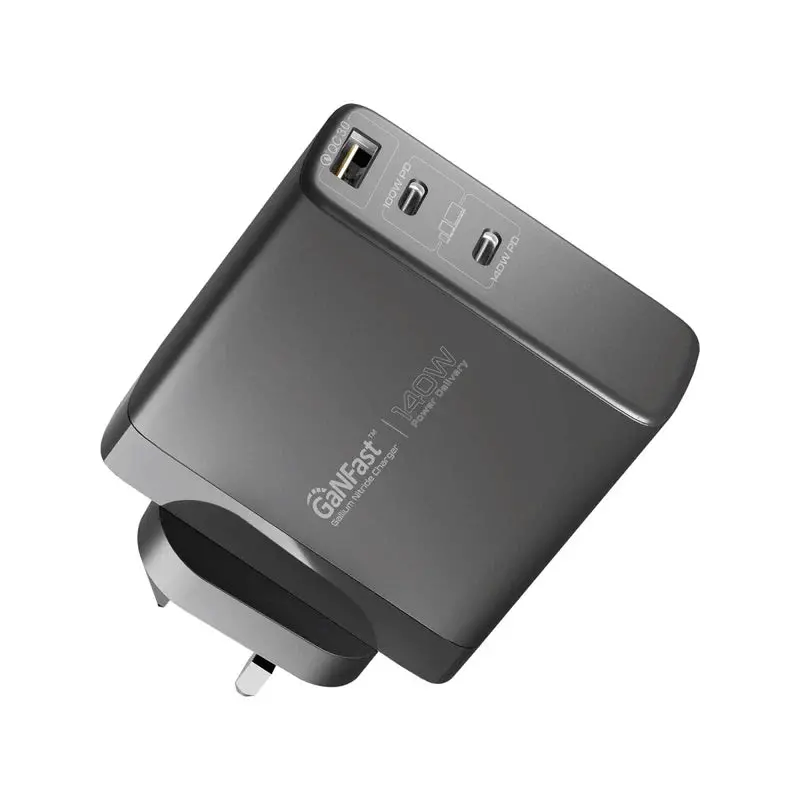 Promate 140W Power Delivery 3.1 Gan Charger • 140W Usb-C Pd • 100W Usb-C Pd - Black 1