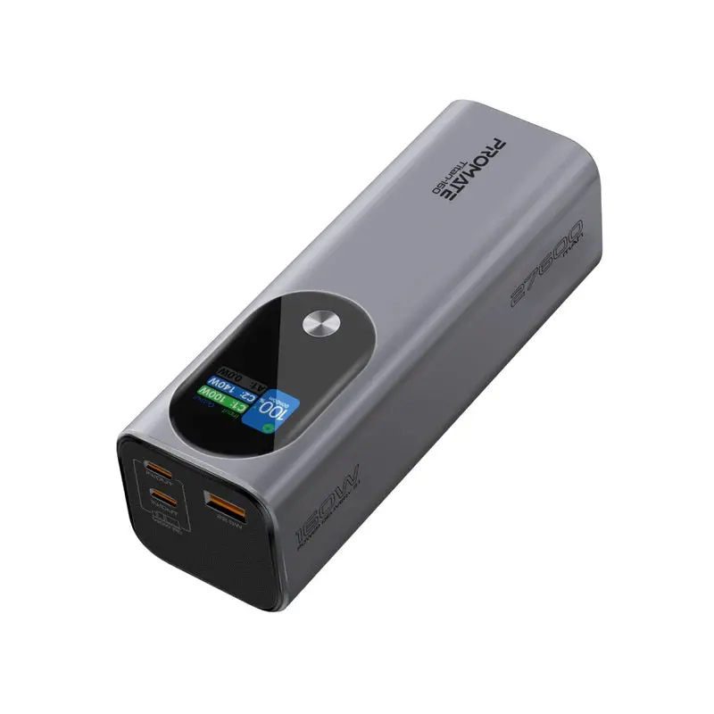 Promate 27600Mah 160W Ultra Compact Aluminum Crafted Pd3.1 Power Bank W/ Tft Lcd Screen - Black 1