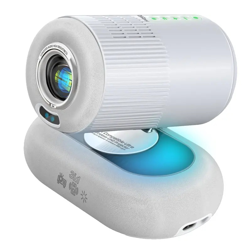 Promate 4K Compatible Hd Wireless Lcd Projector, Beamer-250R, White 1