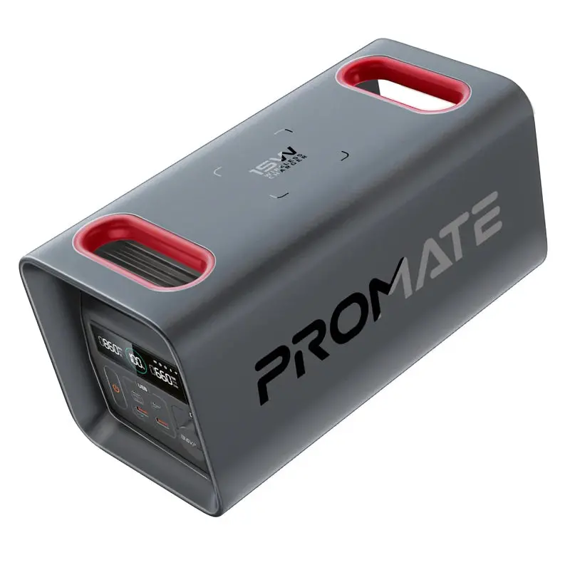 Promate 600W/161000Mah Lifepo4 High-Capacity Portable Power Station • 100W Power Delivery •  2 X  600W Pure Sine Wave Ac Ports - Black 1