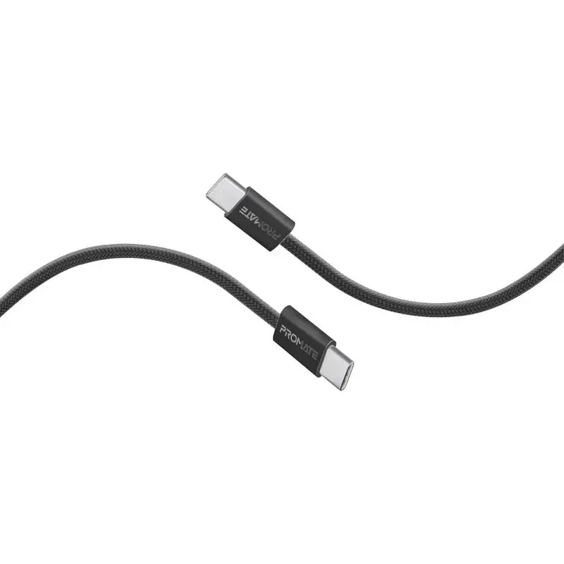 Promate Ecoline-Cc120 Ultra-Fast 60W Power Delivery Usb-C Fabric Braided Cable 60W, 1.2 Meter, Black 1