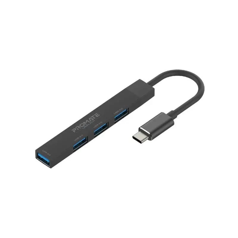 Promate Litehub 4-In-1 Multi-Port Usb-C Data Hub, Black 1
