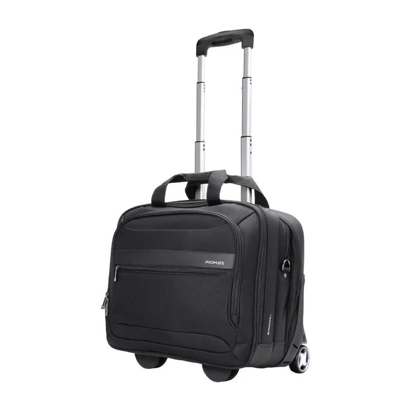 Promate - Persona-Tr Versatile Travel Trolley Bag For 16” Laptop With Multiple Compartments, Black 1