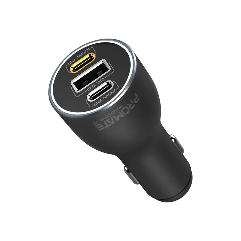 Promate Rapidcharge™ 120W Quick Charging Car Charger - Black 1