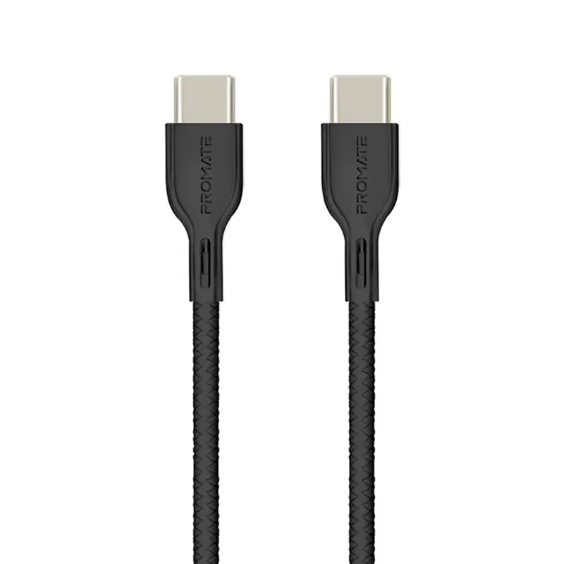 Promate Super-Flexible 60W Usb-C To Usb-C Cable  2A Standard Charging, Black 1