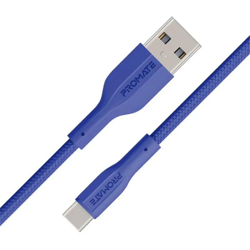 Promate Super-Flexible Usb-A To Usb-C Cable  2A Standard Charging - Blue 1