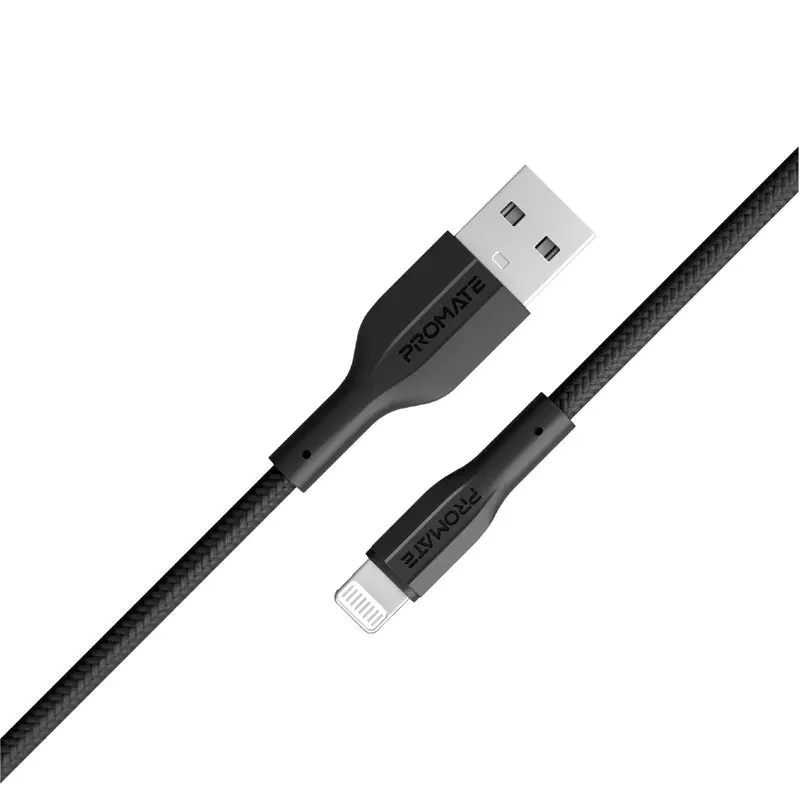 Promate Xcord-Ai High Tensile Strength Data & Charge Cable For Apple Devices, Black 1