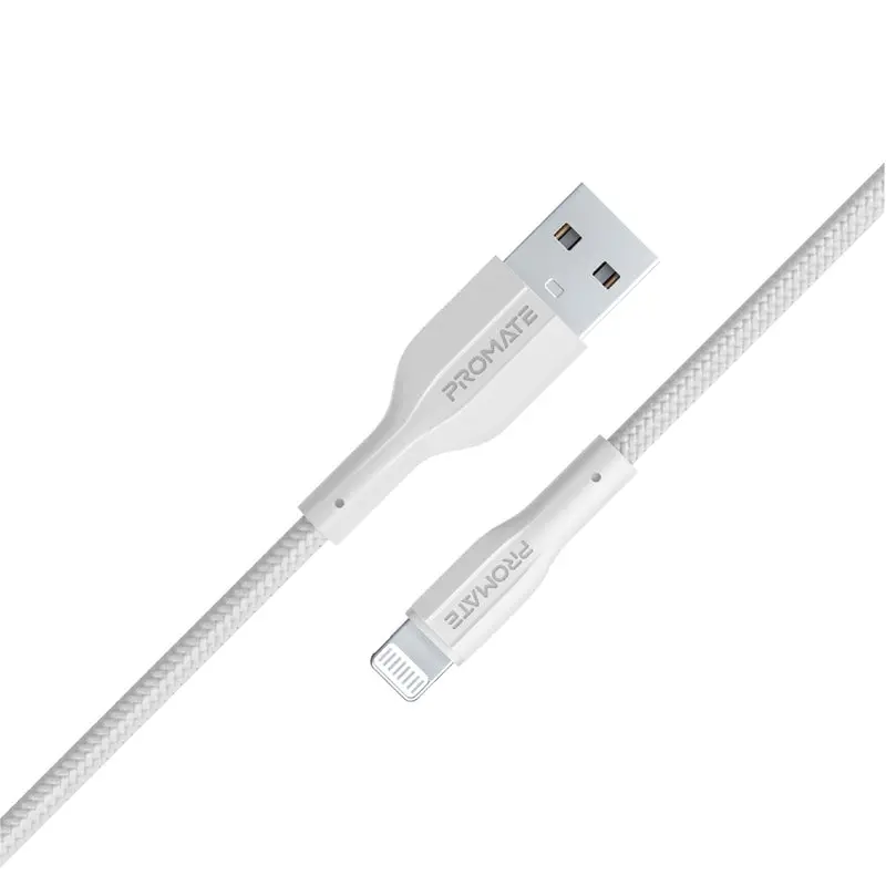 Promate Xcord-Ai High Tensile Strength Data & Charge Cable For Apple Devices, White 1
