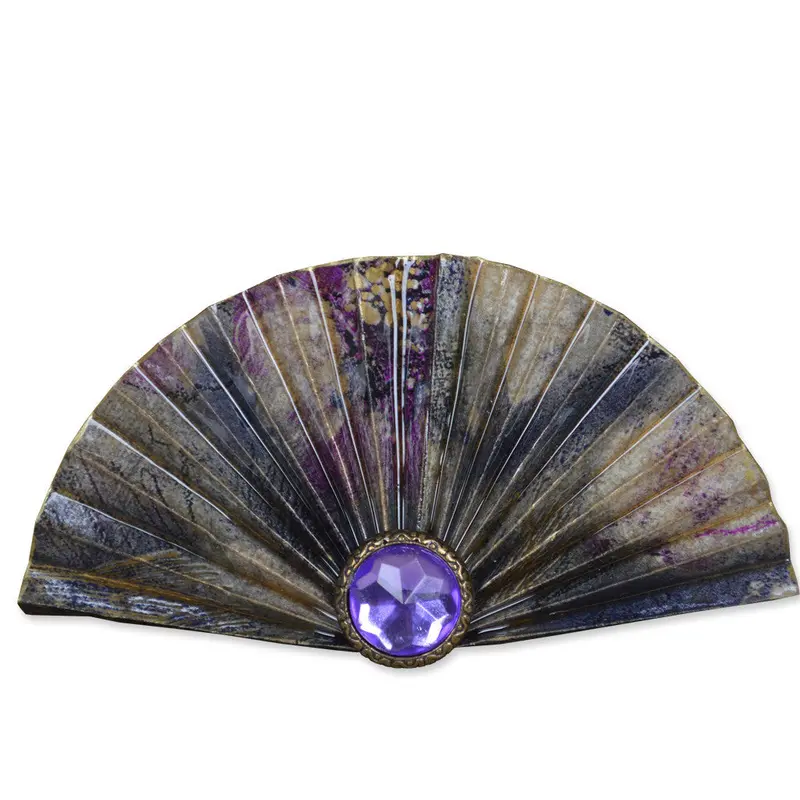 Purple/Gold Fan Brooch 1
