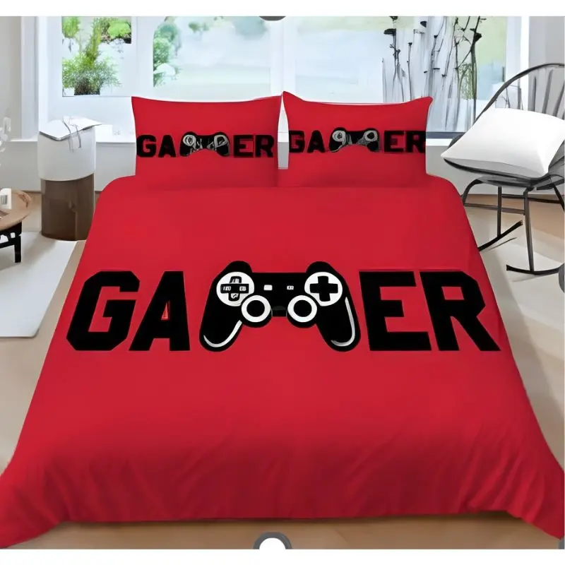 Red Cover " Gamer "  Creative Fashionable Unique Design Bed & Pillow Sheet 1