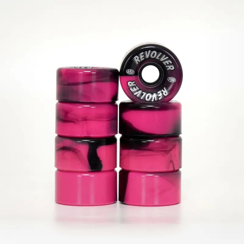 Revolver 65Mm All-Surface Roller Skate Wheels - Black & Pink Swirl 1
