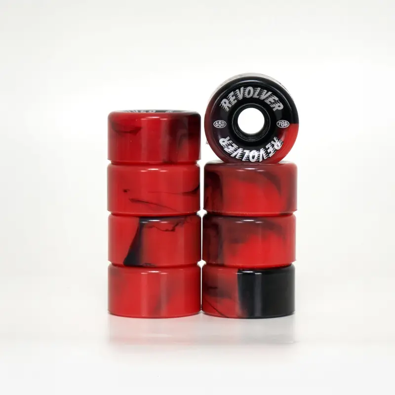 Revolver All-Surface Roller Skate Wheels - Black & Red Swirl 1