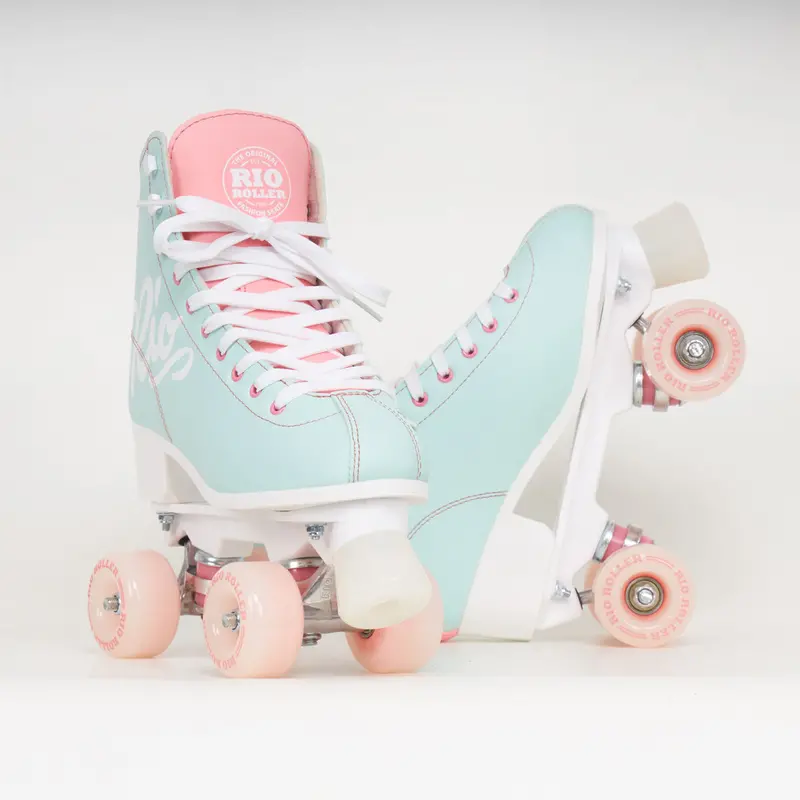 Rio Roller Script Rollerskates - Teal / Coral 1