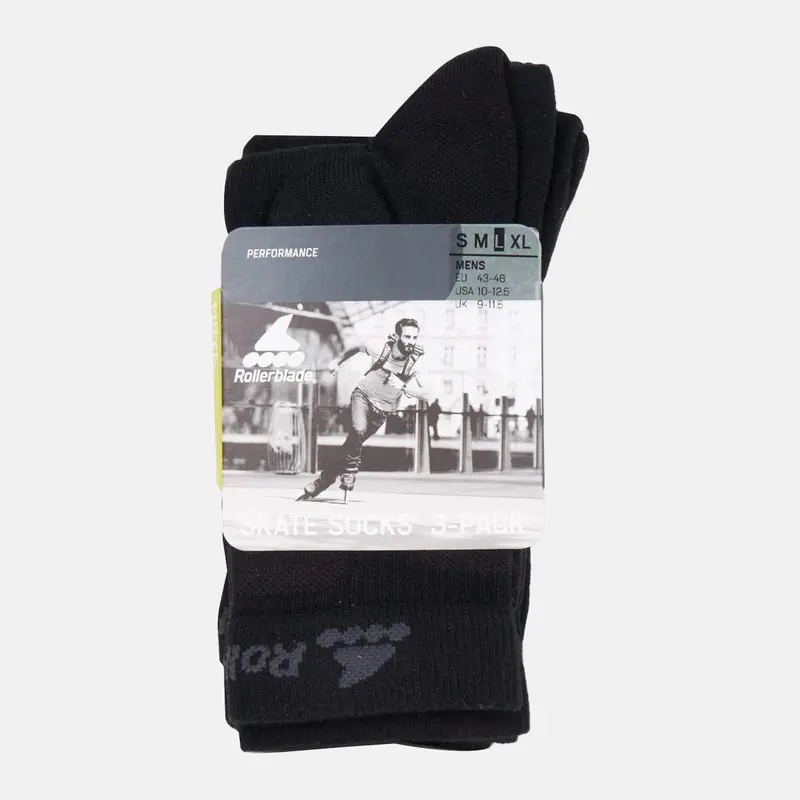 Rollerblade Skating Socks 3 Pack - Black 1