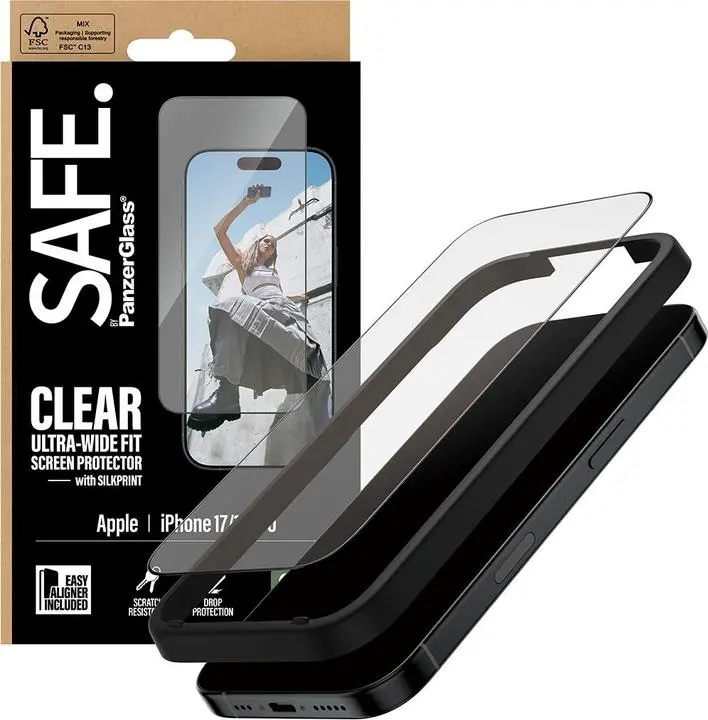 Safe. By Panzerglass® Screen Protector Iphone 17 | Ultra- Wide Fit W. Easyaligner - Silkprint 1