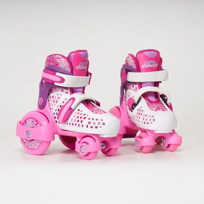 Sfr Stomper Adjustable Junior Roller Skates -  White / Pink 1