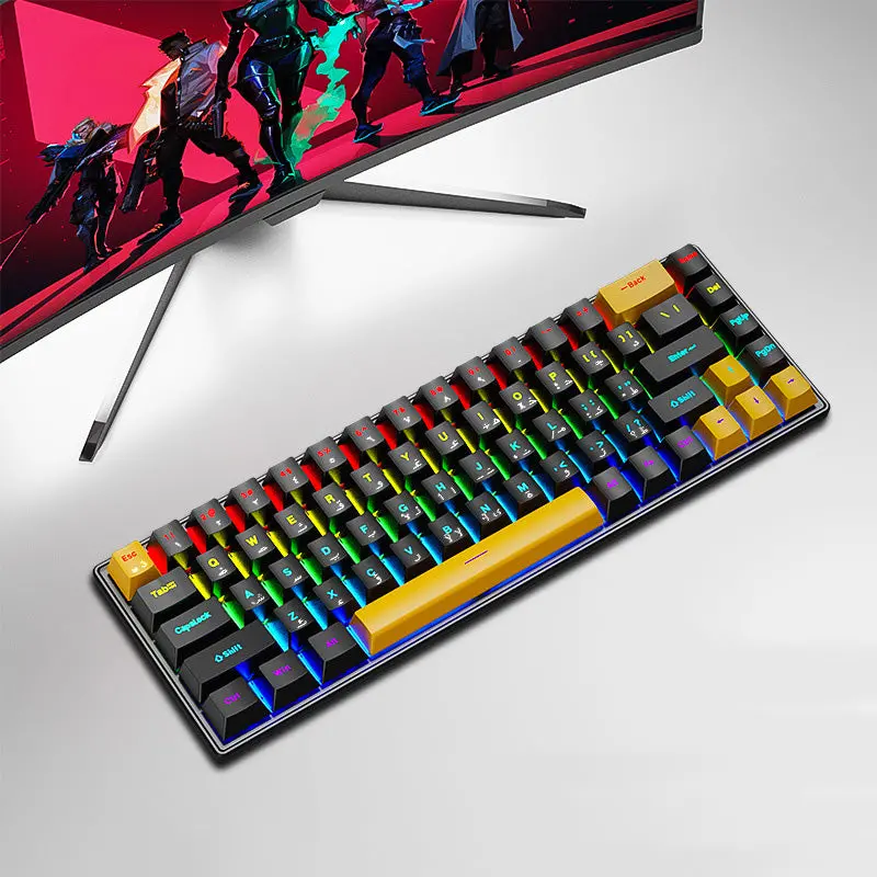 Skylion K68 Wired Mechanical Rgb Gaming Keyboard - Black & Yellow - Blue Switch 1