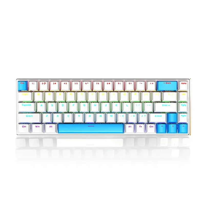 Skylion K68 Wired Mechanical Rgb Gaming Keyboard - White & Blue - Blue Switch 1