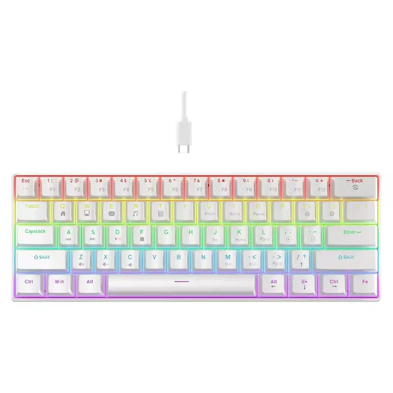 Sunnysee K61 Mechanical Keyboard In White - Blue Switch 1
