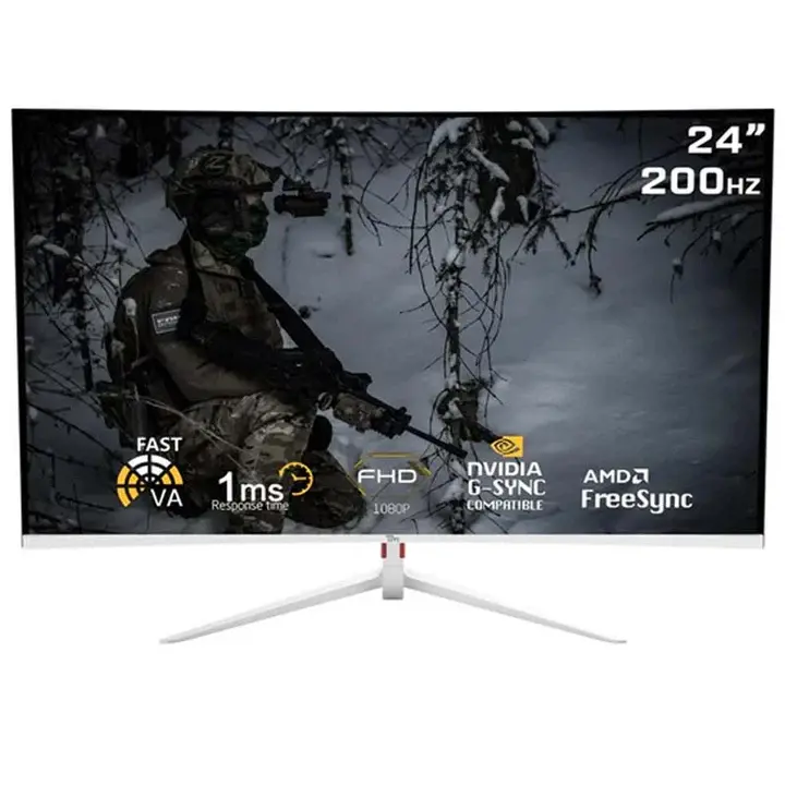 Twisted Minds 23.6" Fhd, Va, 200Hz, 1Ms Curved Gaming Monitor - White 1