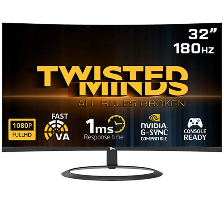 Twisted Minds Tm32cfhd180va 32" Fhd Eclipse Series, 180Hz 1Ms Fast Va Curved Gaming Monitor - Black 1