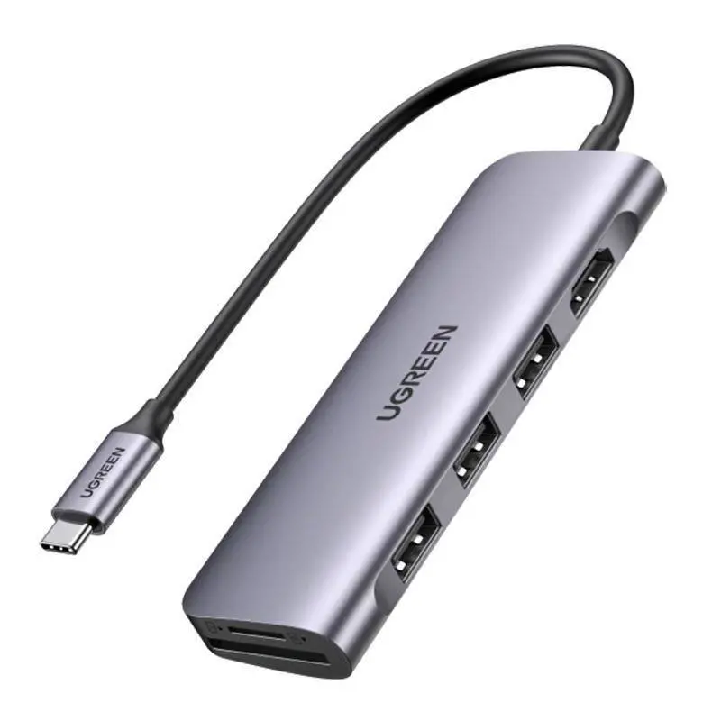 Ugreen Usb-C To 3 Ports Usb3.0-A Hub + Hdmi + Tf/Sd - Space Gray Cm195 70410 1