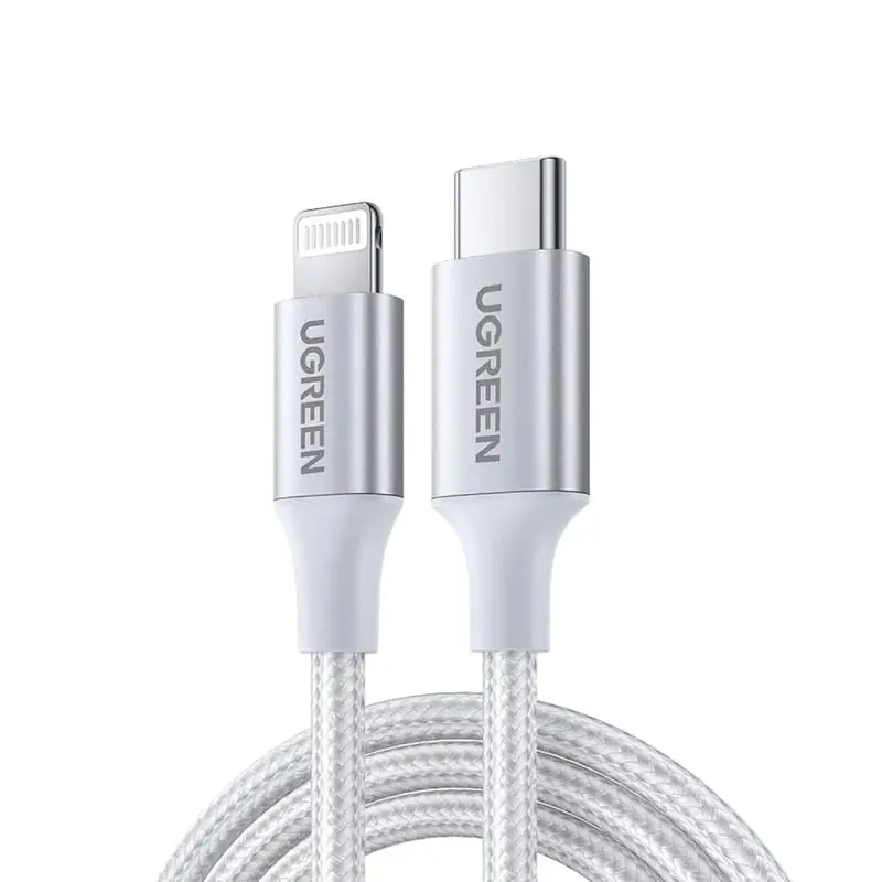 Ugreen Usb-C To Lightning M/M Cable 20W Aluminum Shell Braided 1M (Silver) - Us304-70523 1
