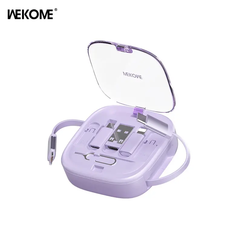 Wekome Wdc-15 Vanguard Series Multifunctional Retractable Data Cable Organizer(65W) - Purple 1