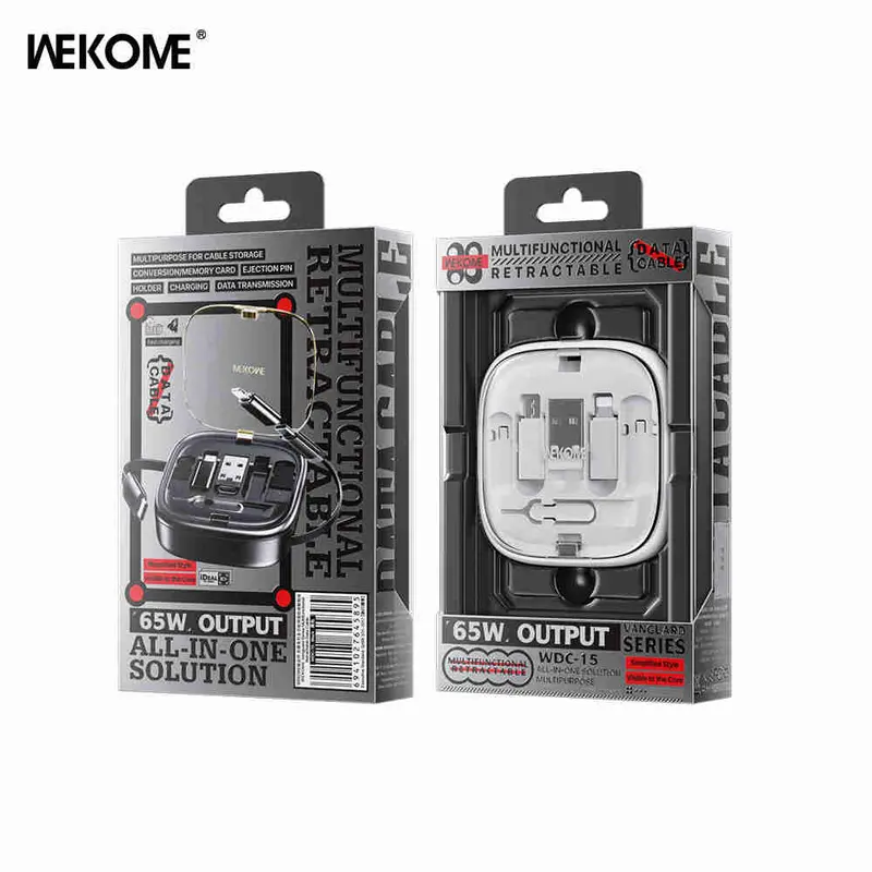 Wekome Wdc-15 Vanguard Series Multifunctional Retractable Data Cable Organizer(65W) Type-C To Type-C 1