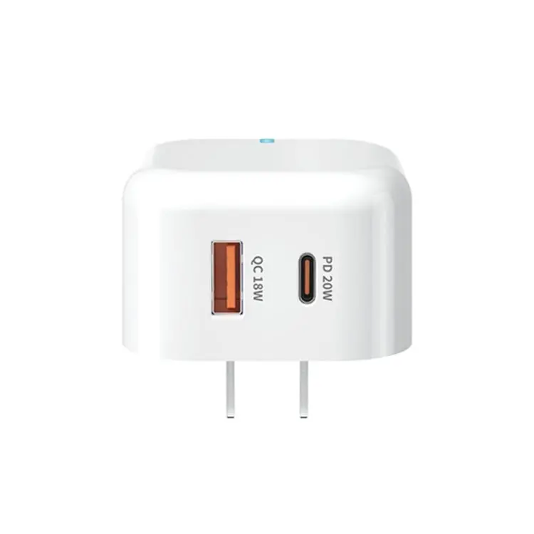 Wekome Wp-U117 20W Type-C / Usb-C + Usb Fast Charging Travel Charger Power Adapter With Light, Us Plug 1