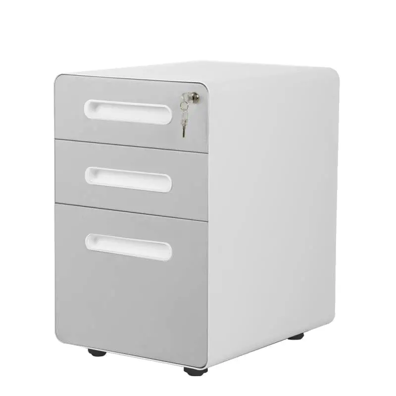 White 3-Drawer Metal Mobile File Cabinet With Locking Keys 1