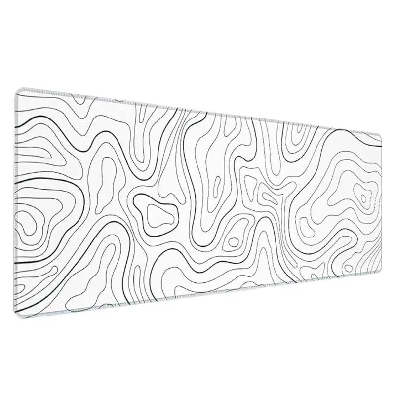 White Decorated With Black & Gray Lines Waterproof Anti-Slip Mousepad Xxxl 120 X 60 Cm 1