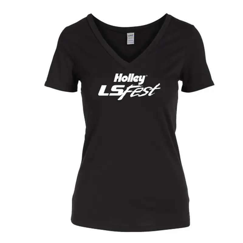 Holley 10171-Lghol Ls Fest Ladies’ V-Neck T-Shirt – Large, Black (Limited Stock) 1