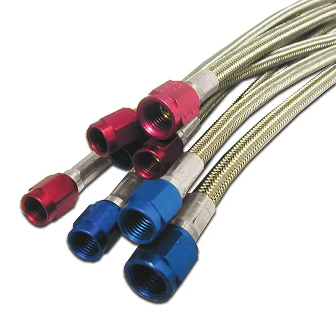 Nitrous Express 6An Stainless Steel Braided Hose – 3-Foot Red Hose Assembly 1