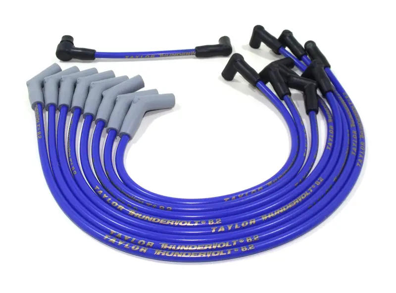 Taylor Cable 84692 Thundervolt 8.2Mm Spiro-Wound Ignition Wire Set — Blue, 135° Boots 1